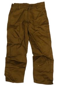 Medové plátěné chino kalhoty