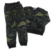 2set - Černá tepláková souprava s dinosaury Shein