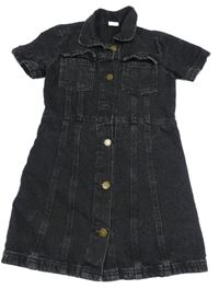 Černé riflové propínací šaty s límečkem Next