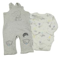 Nová- 2set- šedé laclové tepláky s medvídkem Me to You+ bílé body M&S