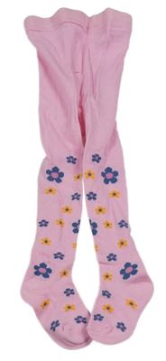 Růžové punčocháče s kytičkami 