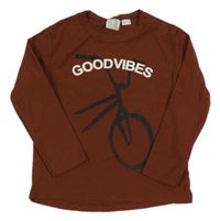 Hnědé triko s kolem a nápisem Zara