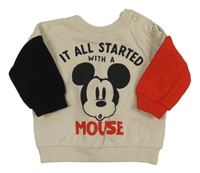 Béžová mikina s Mickeym a barevnými rukávy George