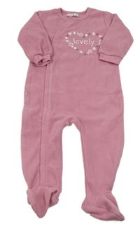 Růžový fleecový overal s nápisem a kytičkami Ergee