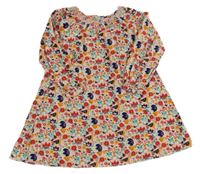 Bílo-barevné květované manšestrové šaty M&S