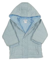 Světlemodrá prošívaná šusťáková zateplená bunda s kapucí Amore
