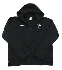 Černá propínací mikina s potiskem a kapucí