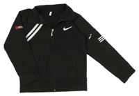 Černá žebrovaná sportovní propínací mikina s pruhy Nike