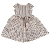 Bílo-šedo-světlerůžové vzorované šaty 