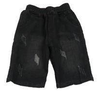 Černé teplákovo/riflové kraťasy s prošopupáním