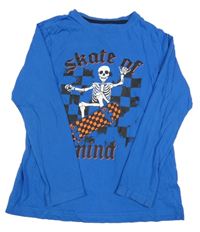 Modré triko s kostrou a nápisem Primark