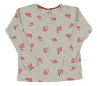 Šedé triko s jahodami 