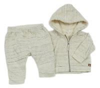 2set - Smetanová melírovaná propínací mikina s kapucí + tepláky H&M