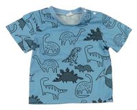 Modré tričko s dinosaury Shein