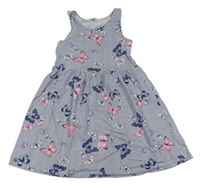 Modro-bílé pruhované bavlněné šaty s motýly H&M