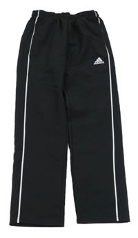 Černé šusťákové podšité kalhoty s logem Adidas