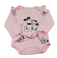 Nové - Světlerůžové body s Mickeym a volánky + pásek