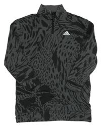 Šedo-černá vzorovaná mikina Adidas 