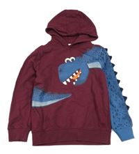 Vínová mikina s drakem a kapucí C&A