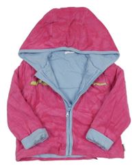 Růžový froté zatplený kabátek s kapucí 