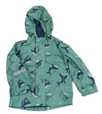 Mátová šusťáková jarní bunda s velrybami a kapucí Lily&Dan