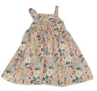 Tmavomodré šaty s květy 