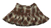 Hnědo-růžová kostkovaná třpytivá vlněná skládaná sukně H&M