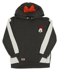 Tmavošedo-bílá mikina s Minnie a kapucí Primark 
