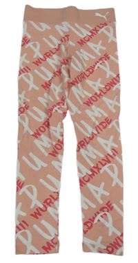 Broskvové sportovní legíny s nápisy Puma