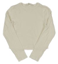 Smetanové žebrované crop triko H&M