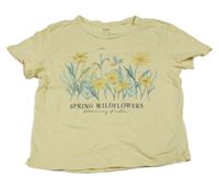 Žluté crop tričko s kytičkami C&A