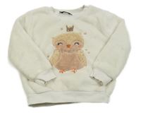 Smetanová chlupatá mikina se sovou C&A