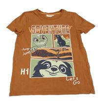 Hnědé tričko se zvířátky Kids