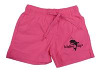 Neonově růžové plážové kraťasy s velrybou Roly