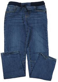Tmavomodré teplákové slim rifle s úpletovým pasem Denim 