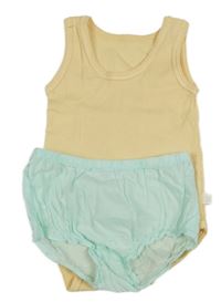 2set - Oranžové žebrované body + světlemodré kalhotky 