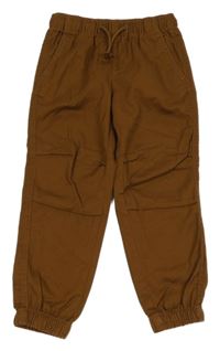 Hnědé plátěné jogger kalhoty H&M