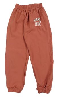 Růžové lehké cuff kalhoty s nápisem 
