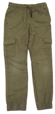 Khaki plátěné cargo cuff kalhoty Denim Co.
