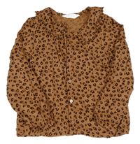 Béžovo-hnědá vzorovaná halenka s límečkem H&M