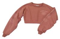Starorůžová crop mikina s květy Matalan