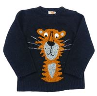 Tmavomodrý svetr s tygrem F&F
