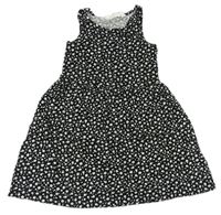 Černo-bílé květované šaty H&M