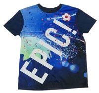 Tmavomodro-modrý sportovní fotbalový dres s nápisem a stadionem George 