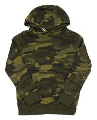 Army-khaki mikina s kapsou a kapucí M&S