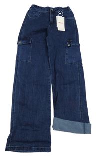 Nové - tmavomodré cargo teplákové rifle 