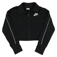Černá propínací sportovní crop mikina s logem a pruhem Nike