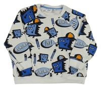 Bílá oversize mikina s příšerkami a pastelkami KUKUKID