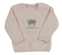 Světlerůžová plyšová mikina s medvídkem a nápisem little nutmeg
