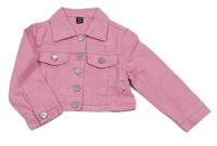 Růžová riflová crop bunda s prošoupáním SHEIN